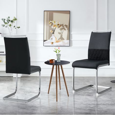 Esszimmerstühle 2er-Set, Rückenlehne aus PU in Leder- und Leinenoptik (1/5)