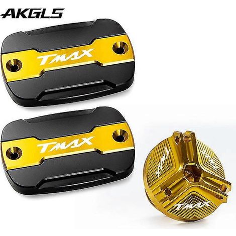 Accessoires moto Yamaha T-Max 500, T-Max 530, SX, DX 560, Tech Max : couvercle de réservoir d'huile de frein avant (lot de 1) couleur or. (1/5)