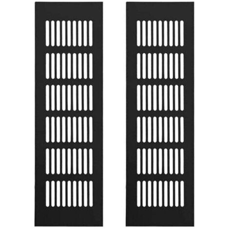 Grille Aération Aluminium 2 Pièces Grille d'Aeration Grille de Ventilation Rectangulaire Grille d'Aeration en Alliage Grille Daération Extérieure pour la Ventilation Noir 250 X 80mm (1/5)