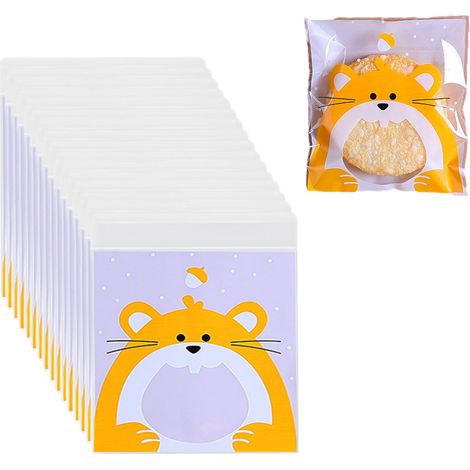 Lot de 100 sachets de Noël en cellophane, transparents et refermables, avec fermeture adhésive.