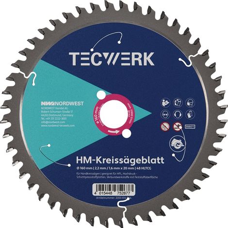 Handkreissägeblatt AD 165mm Z.48 HLTCG Schnitt-B.2,6mm TECWERK (1/2)