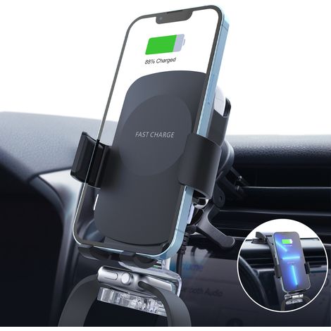Chargeur de voiture sans fil 3 en 1 S13kc avec support pour téléphone portable compatible iPhone 14/AirPods/Samsung S23 (1/5)