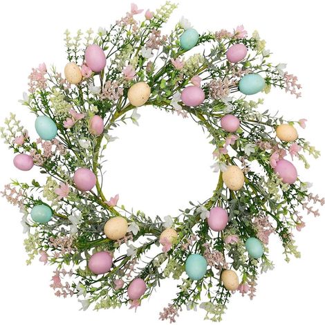Housse De Coussin De Pâques - Motif Lapin Et Œufs - 45 X 45 Cm - Matière Peluche Courte - Multicolore - 1 Pièce (1/5)