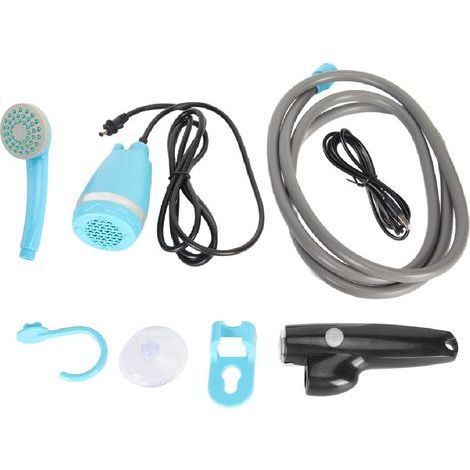 Kit de douche portable d'extérieur 25 W, chargement USB, pratique et rapide, idéal pour le camping et le lavage de voiture (bleu). (1/5)