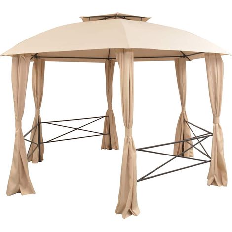 Maison Exclusive - Carpa de jardín con cortinas hexagonal 360x265 (1/5)