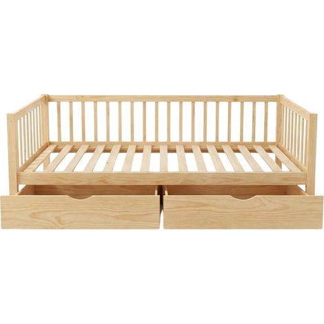 Cama evolutiva + 2 cajones madera pino 90x190cm (1/5)