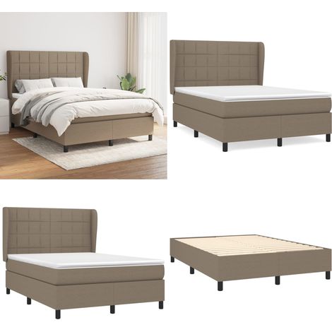 Sommier à lattes de lit avec matelas Taupe 140x190 cm Tissu - Sommier - Matelas à ressorts ensachés