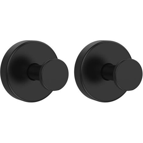 2 Pack Suction Cup Hooks, Reusable No Drilling Bathroom Suction Cup Hooks, Stainless Steel Suction Cup Hooks for Glass Doors, Tile, Black (1/5)