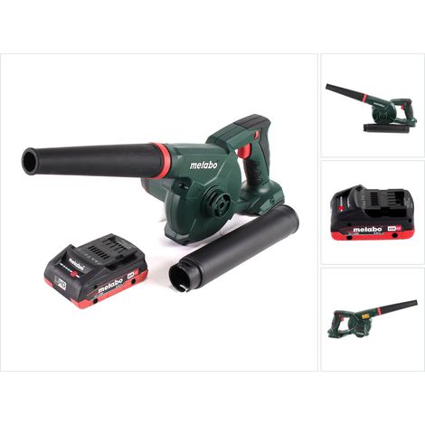 Metabo – Souffleur sans fil 18V avec batterie LiHD 4,0Ah – Système électronique Vario pour réglage vitesse – Débit d'air max. 2,6 m³/min