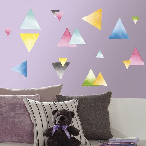 TRIANGLES AQUARELLES - Stickers repositionnables motif style aquarelle (1/4)