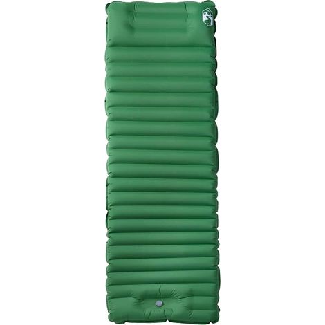 Matelas de camping autogonflant avec oreiller 1 personne vert