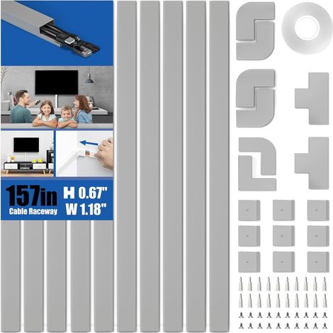 4M Goulotte Passe Cable Murale Autocollante, Cable Management, Cache Cable Fils Goulotte Electrique pour TV (1/5)