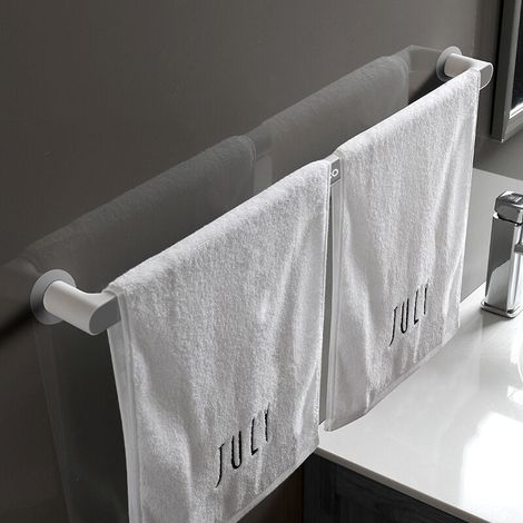 Porte-serviettes nordique gris extensible, sans perçage, fixation par ventouse, étagère à serviettes de bain, rangement à une seule barre, gain de place. (1/5)