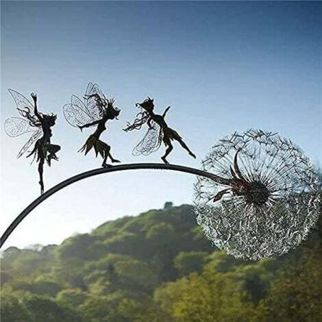 Fées Et Pissenlits Dansent Ensemble Fées Et Pissenlits Dansent Ensemble Piquets De Jardin Décor Jardin Art Ornements De Pelouse en Plein Air Fées Lutins (1/5)