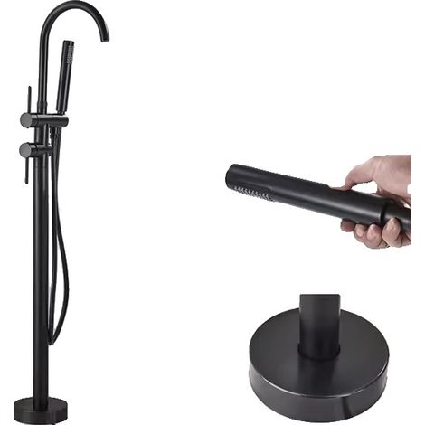 Grifo para bañera, caño giratorio de 360 ​​grados, doble manija, color negro mate. (1/2)