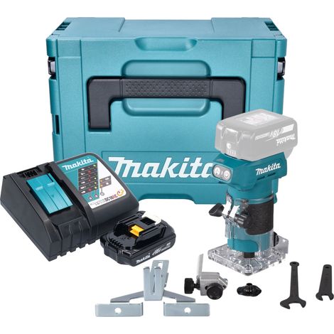Makita DRT 52 RY1J fresa per bordi a batteria 18 V 6 mm senza spazzole + 1x batteria 1,5 Ah + caricabatterie + Makpac