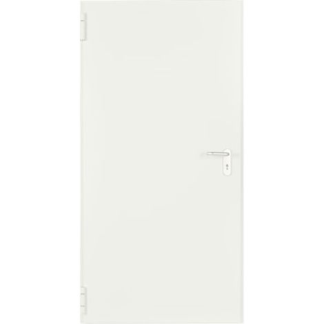 Porte Métallique Industrielle De Service Isolée Réversible L1000 H2150 RAL9010 En Applique RAL9010
