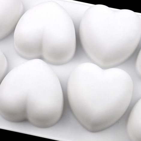 Moule à chocolat en silicone - - Forme de cœur - 8 grilles - Blanc - 29x17x3,5 cm - Silicone durable (1/5)