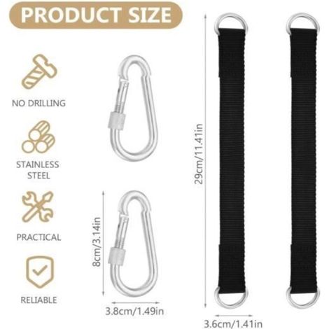 Schwinggurte – MARKE – 4er-Pack – Hochfestes Polyester – 30 cm x 25 mm – Schwarz (1/5)