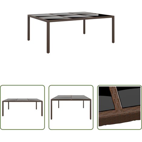 Gartentisch -  Gartentisch mit Glasplatte Braun 200x150x75 cm Rattan (1/5)