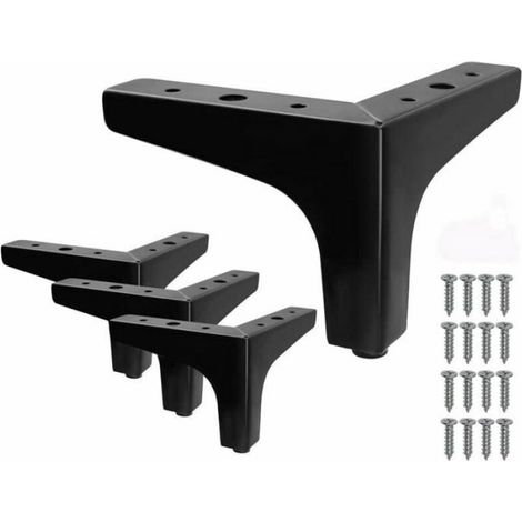 Set de 4 pieds de lit en mtal noir en forme de triangle hauteur de 10 cm design moderne SWITCH (1/5)
