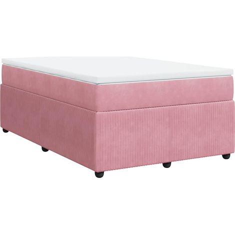Lit double Lit adulte Sommier à lattes de lit avec matelas rose 120x190 cm velours