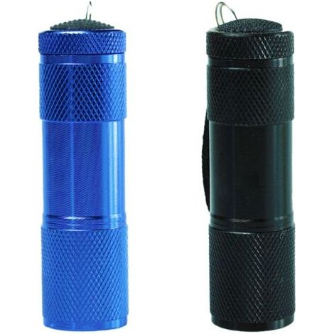 Kleine, gummierte Taschenlampe mit Schultergurt, tragbar, ideal zum Campen und Wandern, blau und schwarz (1/4)