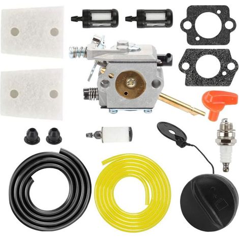FS66 WT-45 Carburateur pour Stihl FS86 FS48 FS52 FS56 FS62 FS81 FS106 Débroussailleuse Remplace WT-45-1 WT-45A 4126 120 0610, avec joint Bougie d'allumage Bouchon de carburant (1/5)
