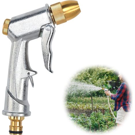 Pistolet d'arrosage en métal robuste 100 % métal robuste Pistolet d'arrosage Pistolet d'arrosage Pistolet de pulvérisation en métal pour lavage de voiture et d'animaux domestiques, arrosage des (1/5)