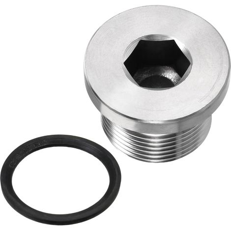 Bouchon tuyau en acier inoxydable M24 x 1,5, raccord à tête hexagonale interne Accessoires tuyauterie, idéal pour terminer les extrémités tuyaux (argent) - (1/4)