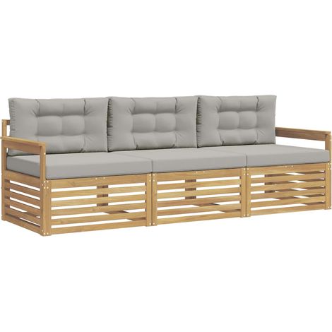 Outdoor-Sofagarnitur 3 pcs Weiß und Hellgrau Polyester vidaXL