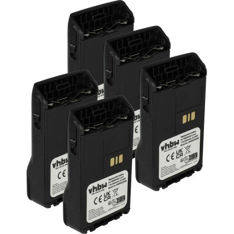 vhbw 5x Akku kompatibel mit Motorola DP3441, DP3661, DP3000e, DP3661E, DP3441e Funkgerät, Walkie Talkie (2600 mAh, 7,4 V, Li-Ion)