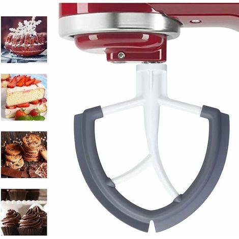 Batteur plat pour batteur sur socle KitchenAid, batteur plat à bord flexible, accessoires de mélangeur KitchenAid Artisan pour mélanger la crème de farine de cuisine(4,5 à 5 pintes) (1/3)