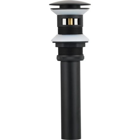Bonde de lavabo avec Trop-Plein pour Lavabo et Évier – Valve Pop-up Noir Mat (1/5)