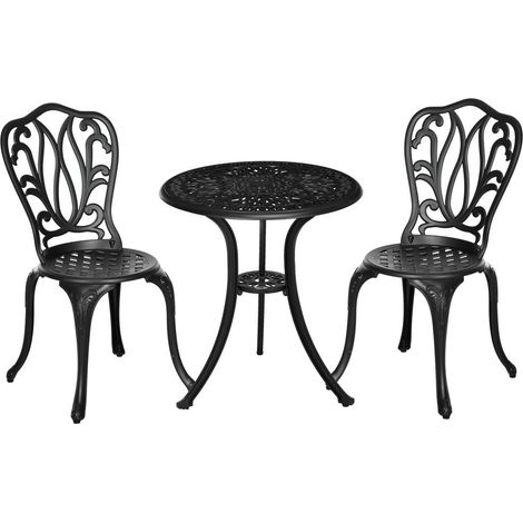Style bistro rétro, profitez du plein air avec ce set extérieur 2 chaises et table ronde pour patio (1/5)