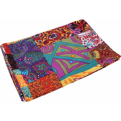 Nappe en lin et coton, double épaisseur, style bohème rétro, pouvant servir de drapeau de lit, de serviette, de nappe ou de couvre-lit (30 x 220 cm). (1/5)