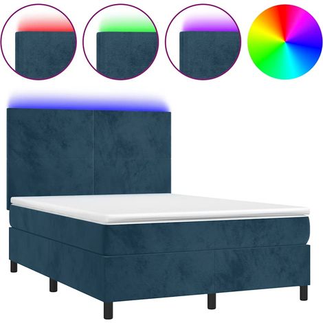 Maison Exclusive - Letto a Molle con Materasso e LED Blu Scuro 140x190 cm