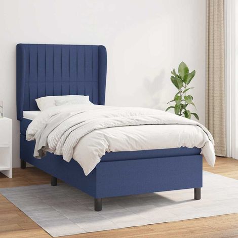 vidaXL Sommier à lattes de lit avec matelas Bleu 80x200 cm Tissu (1/5)
