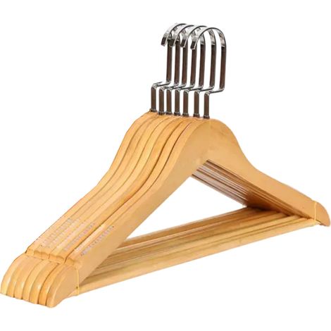 5 Cintre en bois massif, conception antidérapante, pince à pantalon, style vintage, pour hôtel et maison (1/5)