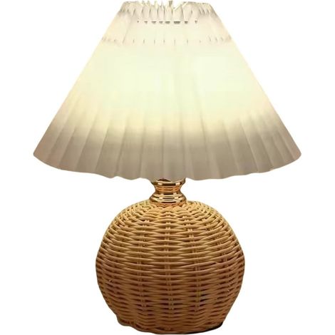 Lampe De Table - Céramique Ronde - Pour Chambre À Coucher Bureau Séjour - Hauteur 35 Cm - Abat-Jour Plissé - 1 Pièce (1/5)