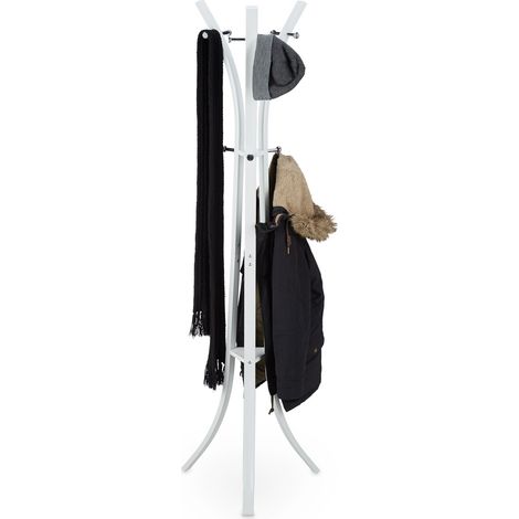 Relaxdays Coat Rack “Style”, Sturdy Metal Standing Garment Rack for Jackets & Coats, 175 cm, White