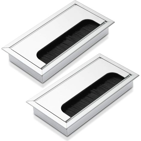 RHG Lot de 2 passe-câbles - En aluminium - 160 x 80 mm - Couleur : argent