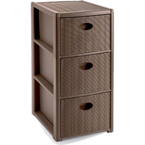 Cassettiera slim tortora a 3 cassetti mobile per bagno cucina ufficio portaoggetti in plastica (1/3)