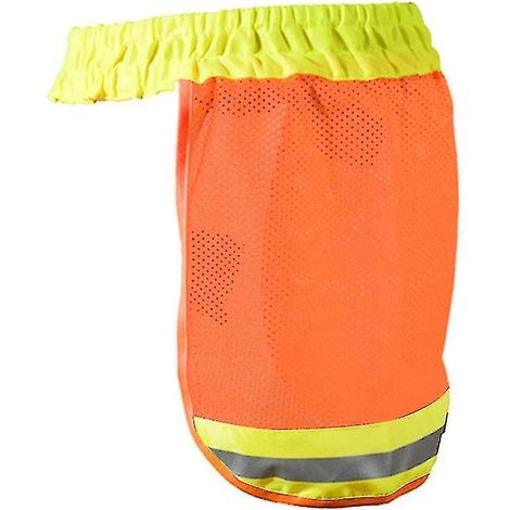 Protection solaire orange pour casque de sécurité avec cache-nuque en maille réfléchissante haute visibilité et protection solaire. (1/5)