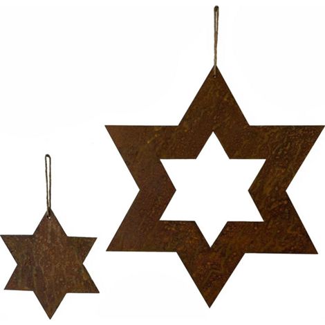 Stars Hanging Wall Art (Set of 2) - Bare Metal/Ready to Rust - W22 x H12 cm
