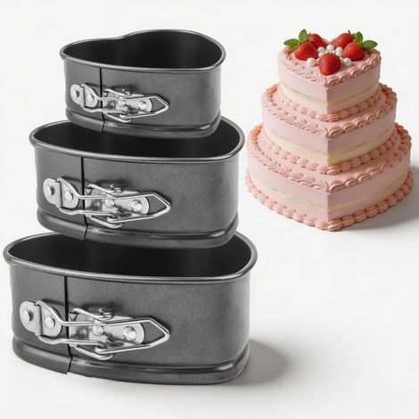 3 Pièces moules à charnière en forme de cœur, 20/22/24cm Détachable (1/5)