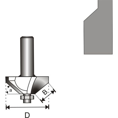 45°-Fasenfräser mit Lager T8 D35,5 H15,9 mm A45 - DED07F102B (1/2)