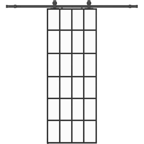 Maison Exclusive - Schiebetür mit Beschlag Schwarz 76x205 cm ESG-