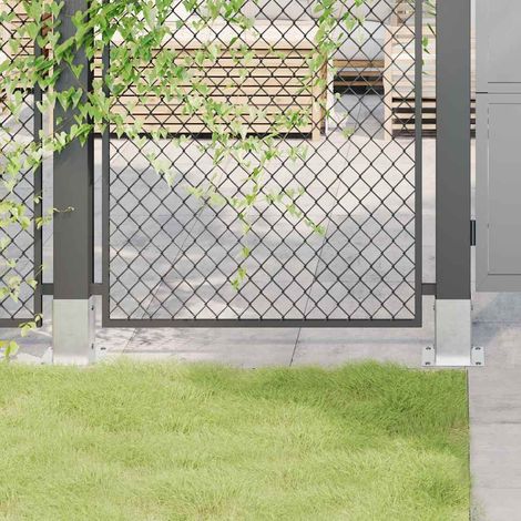 vidaXL Bases de poteau carrées 4 pcs argent 91x91 mm acier galvanisé