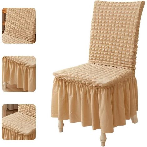 Lot de 2 housses de chaise. Longueur : 38-46 cm, largeur : 35-48 cm, hauteur : 45-60 cm. Housses de chaise extensibles universelles pour chaises de salle à manger. Protections douces pour vos chaises. (1/5)
